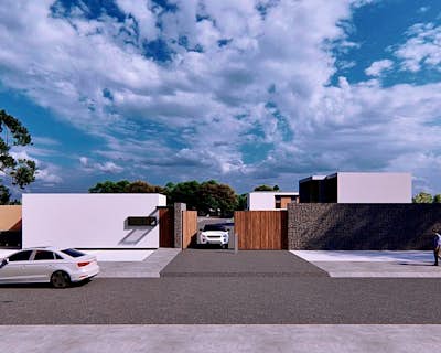 una plaza de aparcamiento con buena ventilación natural, un montón de plaza de aparcamiento, edificios en el fondo